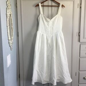 NWT CHERLEY Sweet And Innocent White Lace Up Bodice Midi Dress M